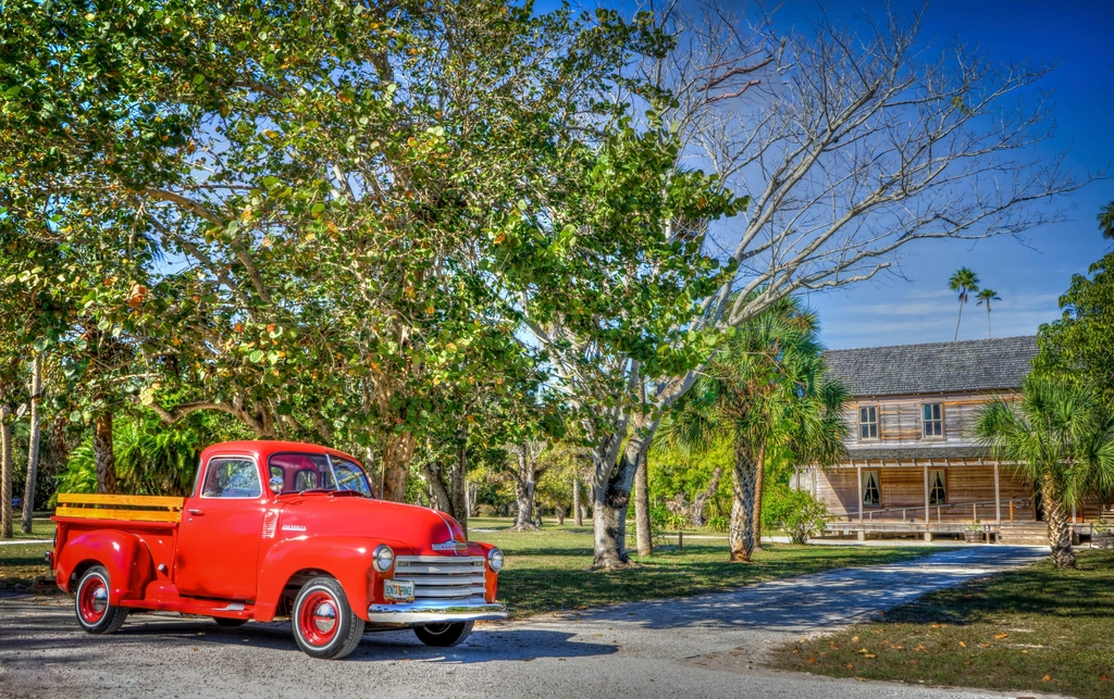 Red pickup truck